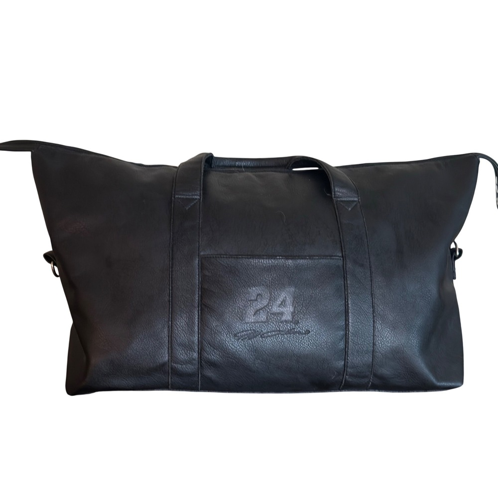 Jeff Gordon 24 Duffle Bag Black Faux Leather NASCAR Racing Travel Weekender OS